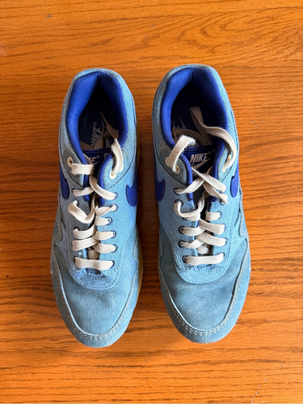 Nike Light Blue Suede Sneakers with Royal Blue Swoosh